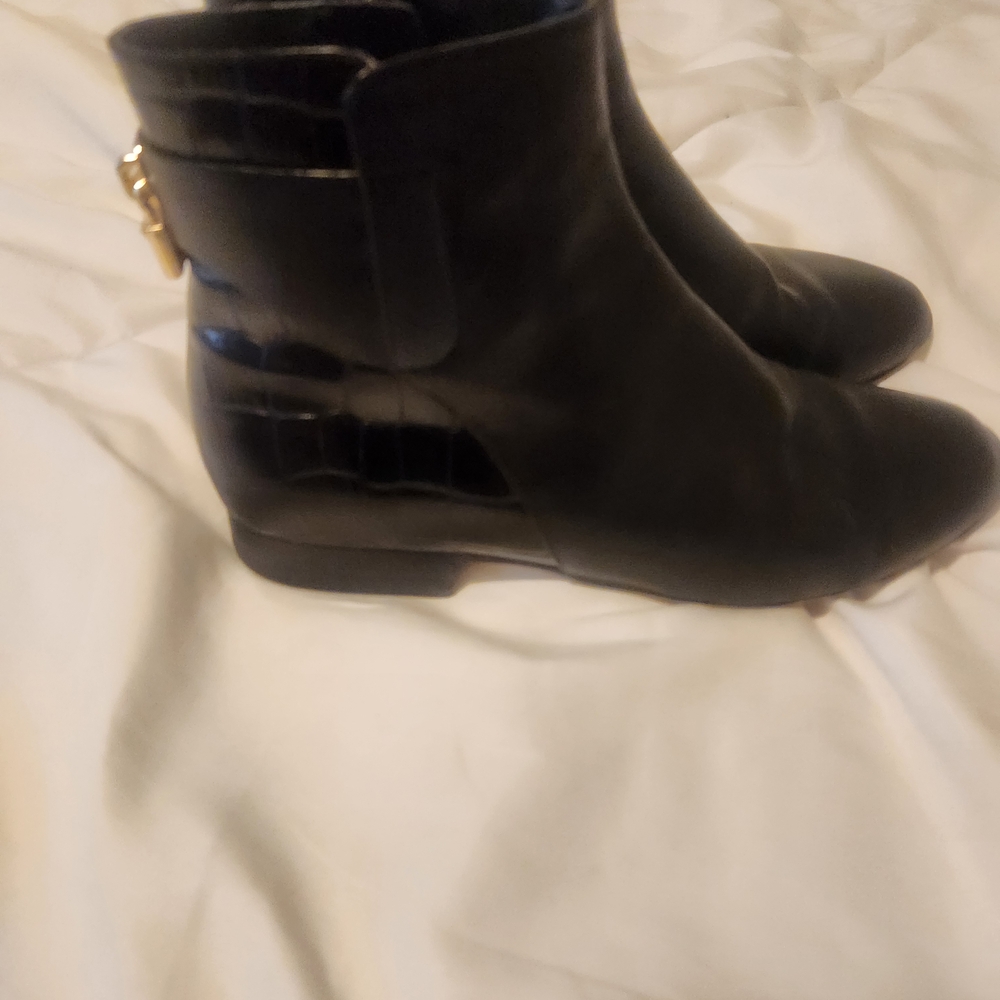 Michael Kors Black Ankle Booties with Gold Accent